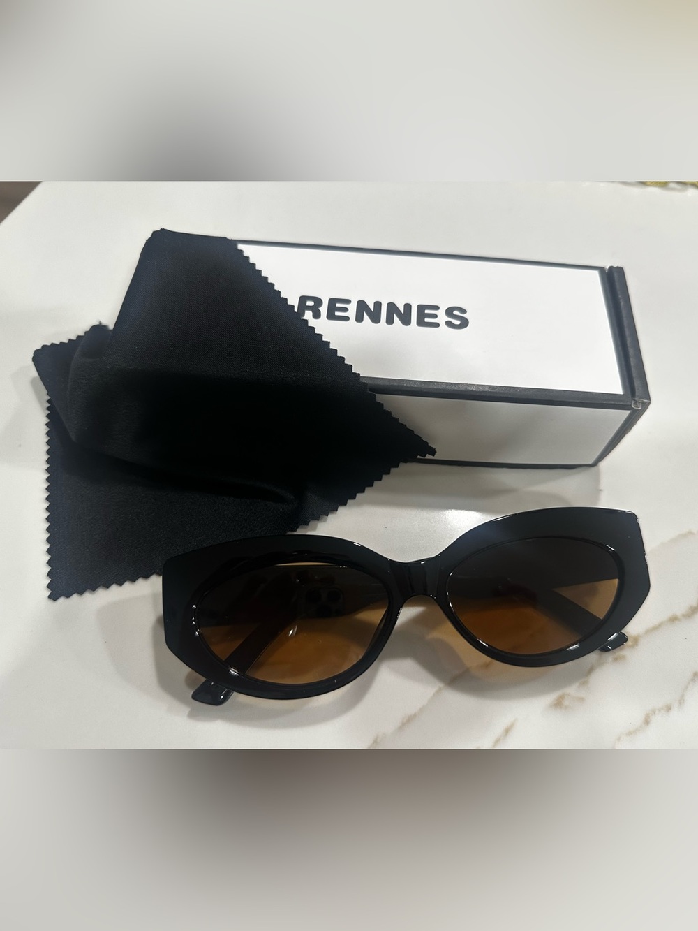 Rennes Black Sunglasses with Brown Lenses